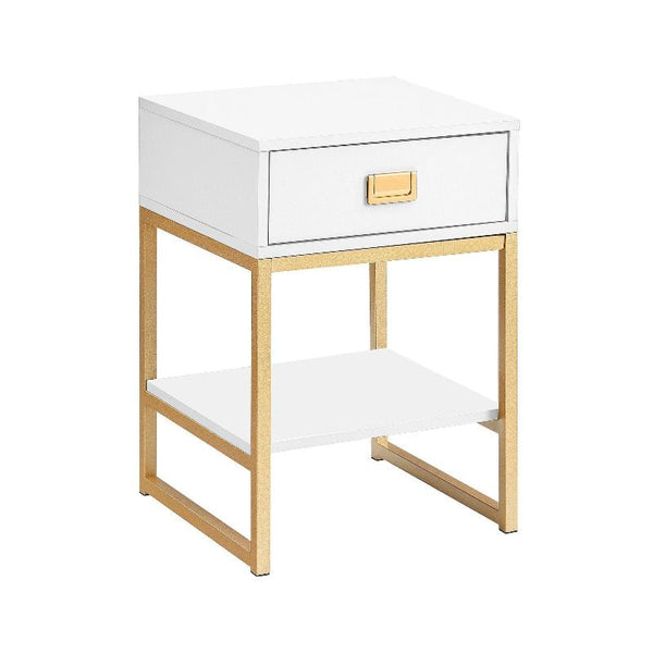 Sarantino Alessia Bedside Table In White/Gold Bedside Tables