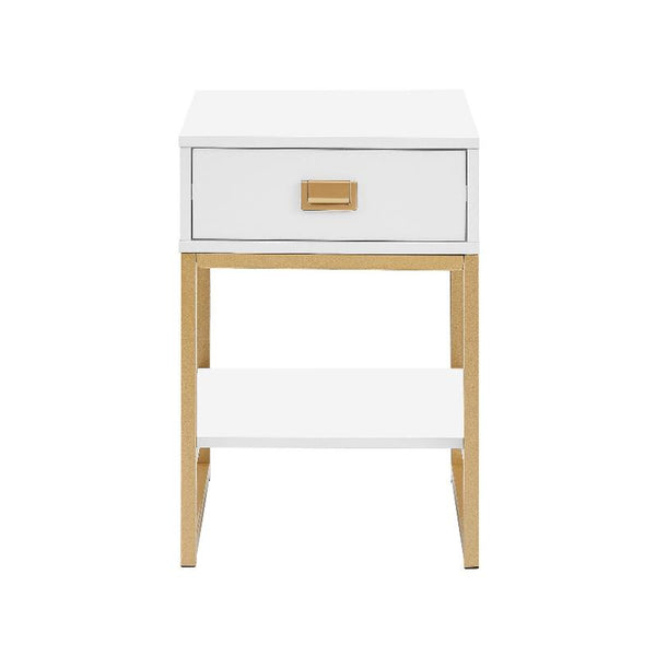 Sarantino Alessia Bedside Table In White/Gold Bedside Tables