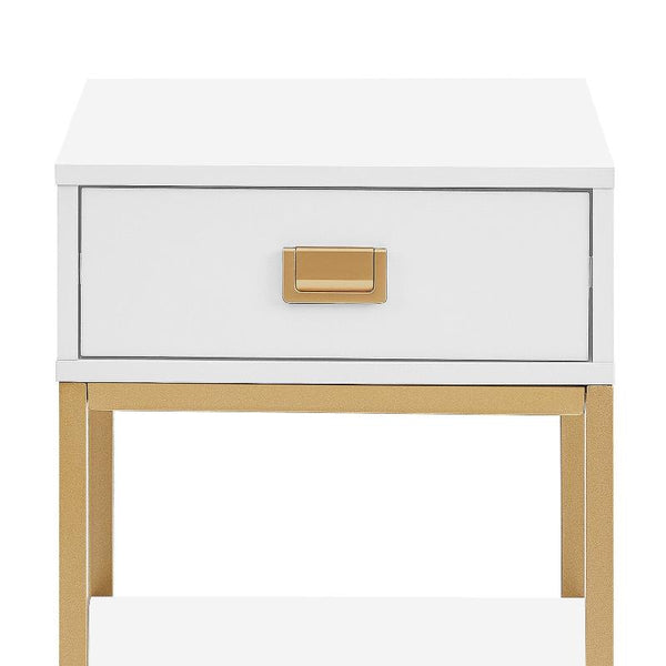Sarantino Alessia Bedside Table In White/Gold Bedside Tables