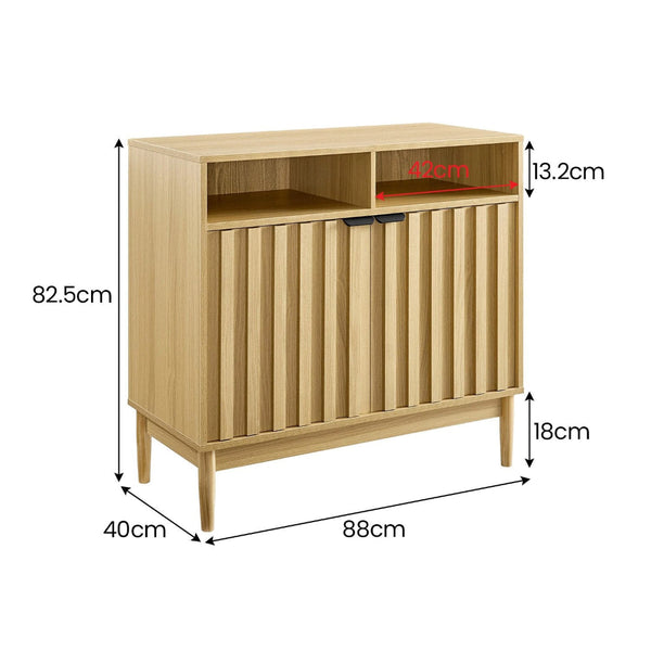 Sarantino Eleni 2 Door Sideboard Buffet Hallway Cabinet Storage Console Cupboard In Natural Cabinets & Cupboards