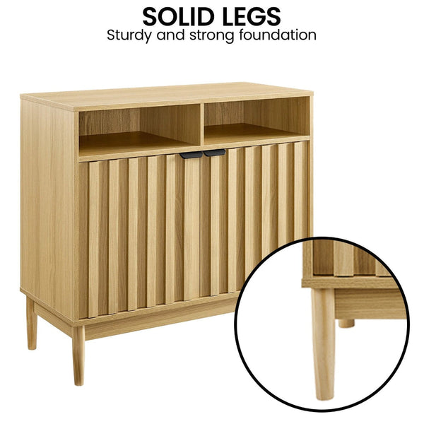 Sarantino Eleni 2 Door Sideboard Buffet Hallway Cabinet Storage Console Cupboard In Natural Cabinets & Cupboards