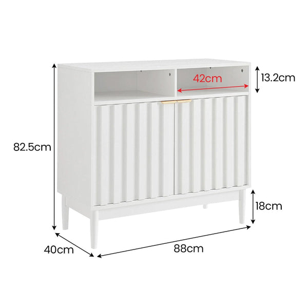 Sarantino Eleni White 2 Door Sideboard Cabinet Storage Console For Home Furniture Cabinets & Cupboards