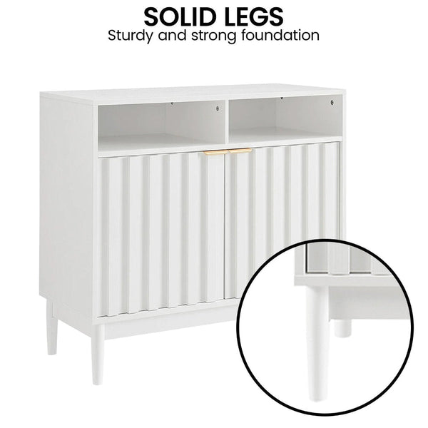 Sarantino Eleni White 2 Door Sideboard Cabinet Storage Console For Home Furniture Cabinets & Cupboards