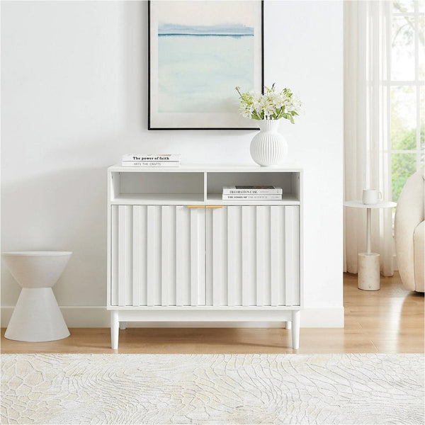 Sarantino Eleni White 2 Door Sideboard Cabinet Storage Console For Home Furniture Cabinets & Cupboards