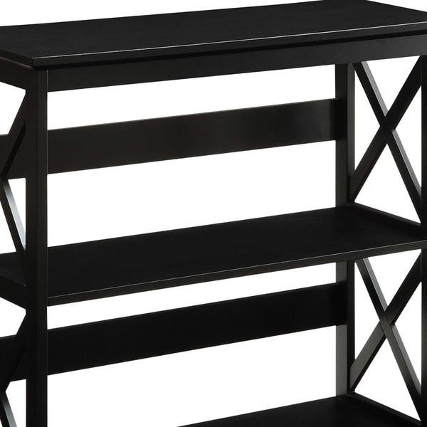 Sarantino Lucas 3 Tier Bookshelf Display Rack In Black Bookshelves