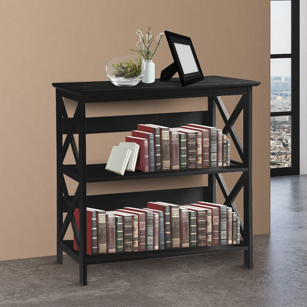 Sarantino Lucas 3 Tier Bookshelf Display Rack In Black Bookshelves