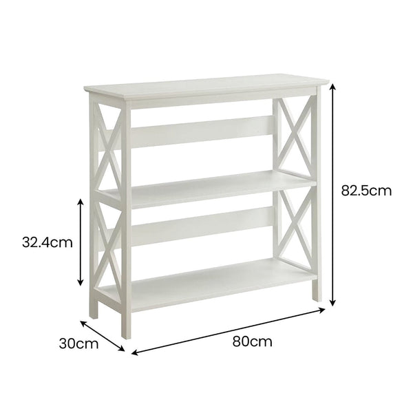 Sarantino Lucas 3 Tier Bookshelf Display Rack In White Bookshelves