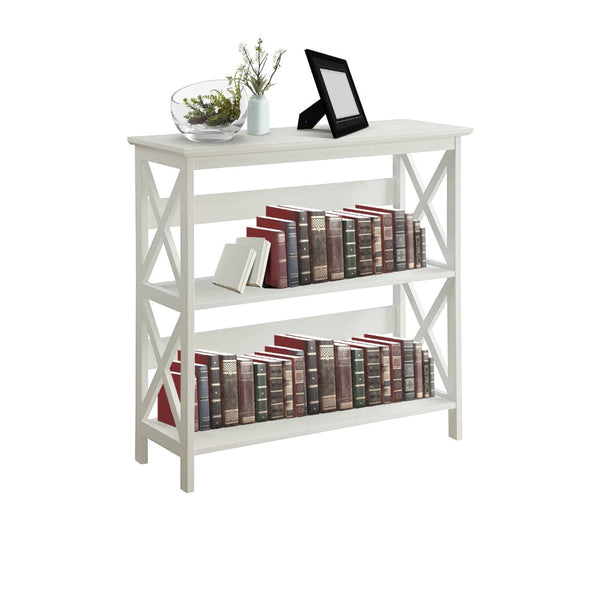 Sarantino Lucas 3 Tier Bookshelf Display Rack In White Bookshelves
