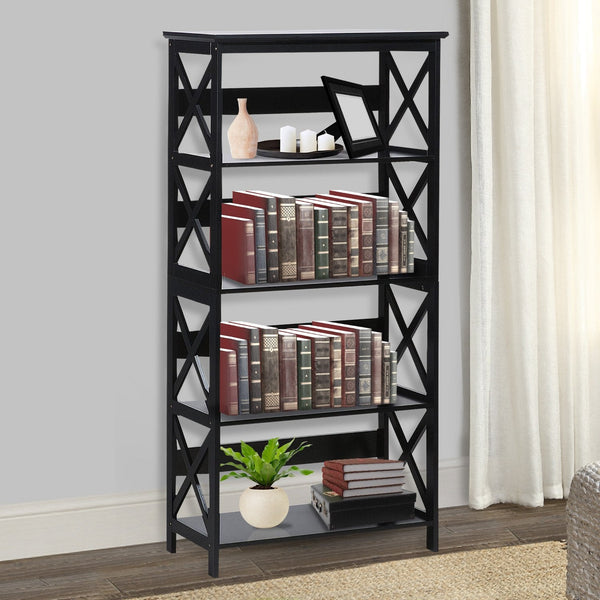 Sarantino Daphne 5 Tier Cross Panel Bookshelf Bookshelves