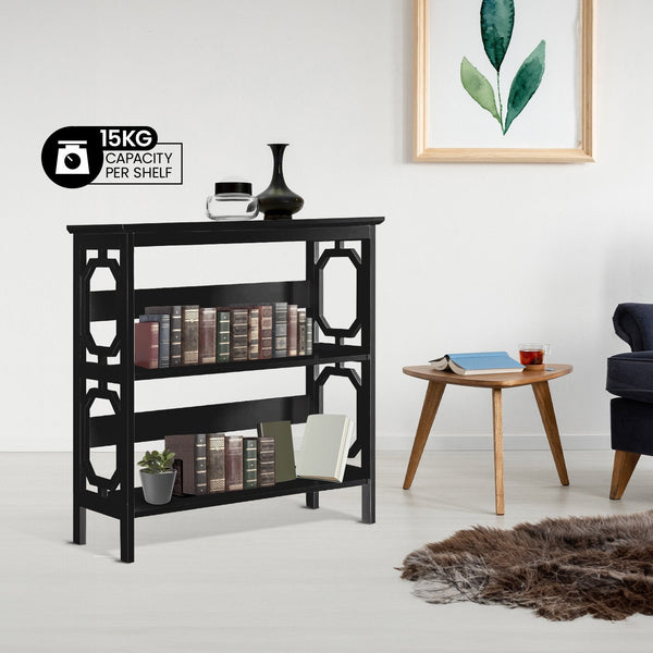 Sarantino Laurel 3 Tier Bookshelf Display Rack In Black Bookshelves