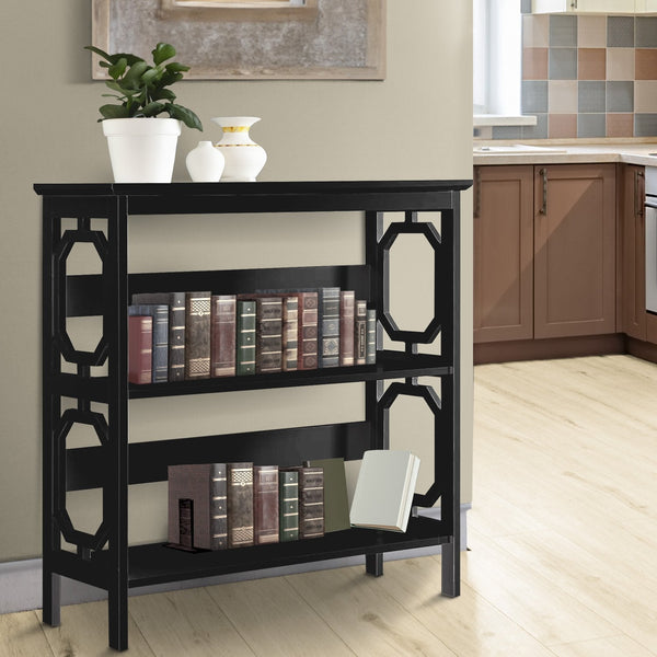 Sarantino Laurel 3 Tier Bookshelf Display Rack In Black Bookshelves