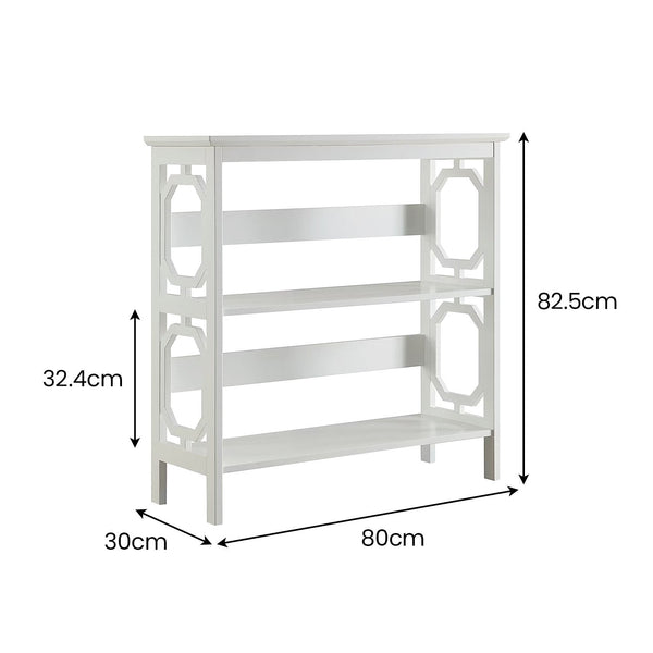 Sarantino Laurel 3 Tier Bookshelf Display Rack In White Bookshelves
