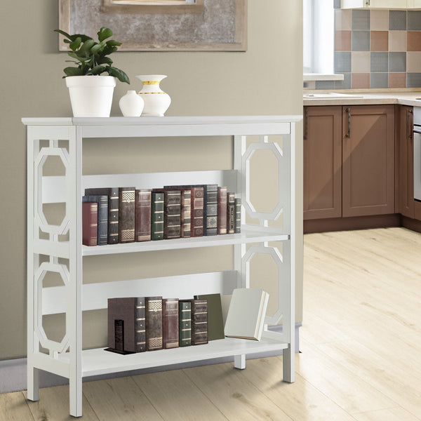 Sarantino Laurel 3 Tier Bookshelf Display Rack In White Bookshelves