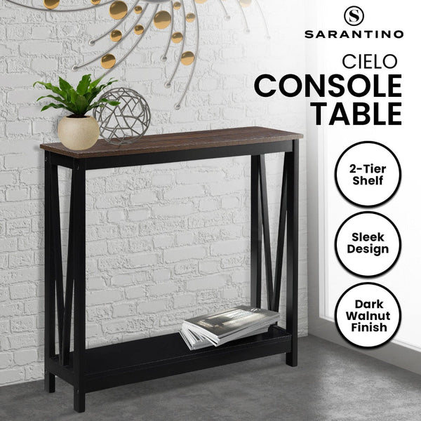 Sarantino Cielo 2 Tier Console Table Dark Walnut Tables
