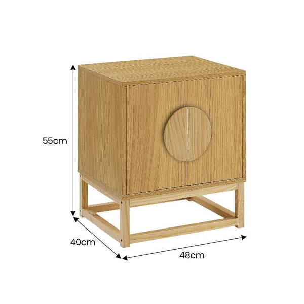 Sarantino Luca Bedside Table Split Door Night Stand Natural Bedside Tables