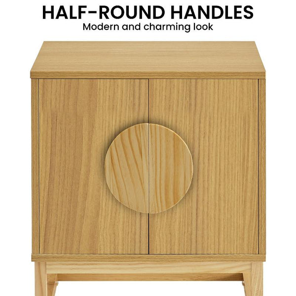Sarantino Luca Bedside Table Split Door Night Stand Natural Bedside Tables