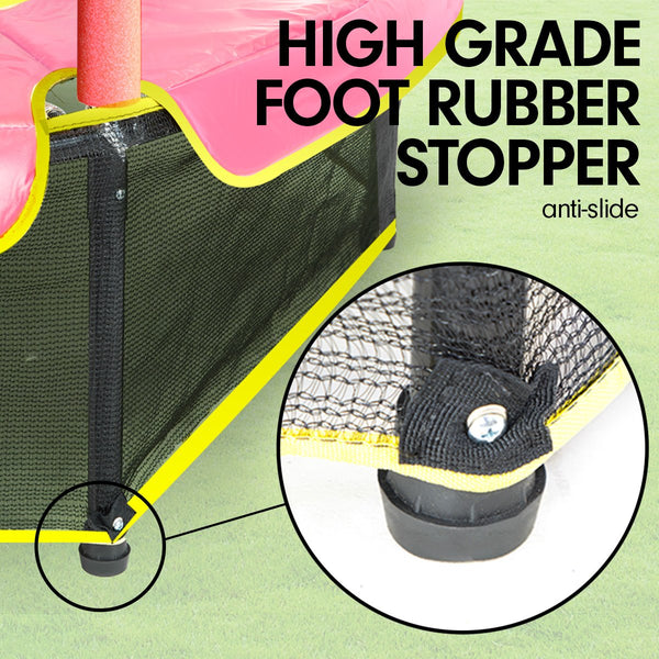 4.5Ft Trampoline Round Free Safety Net Spring Pad Cover Mat Yellow Pink Trampolines