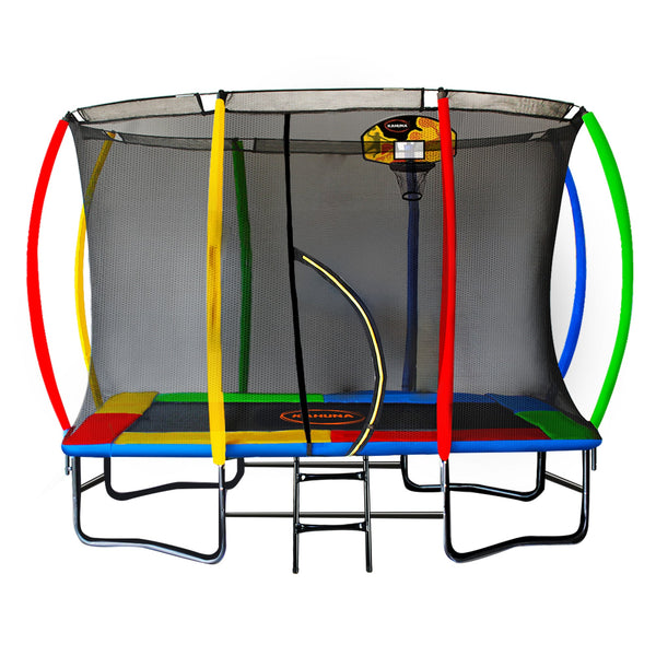 Kahuna 6 Ft X 9 Rectangular Outdoor Trampoline With Basketball Set Rainbow Trampolines