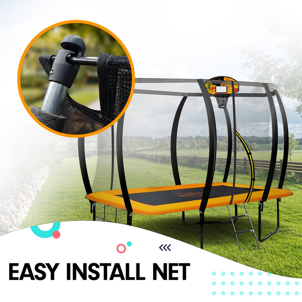 Kahuna 6 Ft X 9 Rectangular Outdoor Trampoline With Basketball Set Rainbow Trampolines