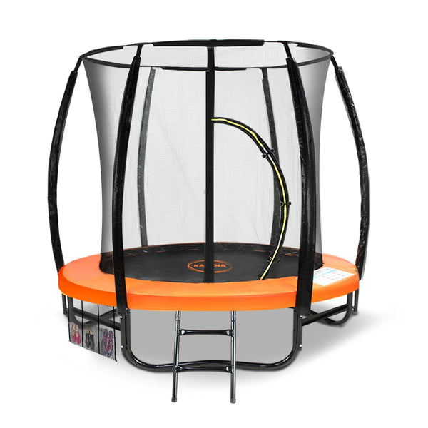 Classic 6Ft Outdoor Round Trampoline With Safety Enclosure Sports Fitness Toy Orange Trampolines
