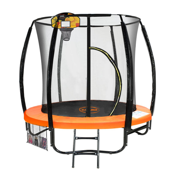 Classic 6Ft Outdoor Round Orange Trampoline Safety Enclosure And Basketball Hoop Set Trampolines