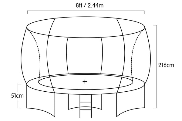 8Ft Outdoor Rainbow Trampoline Kids Children Suited Fitness Exercise Gymnastics With Safety Enclosure Trampolines