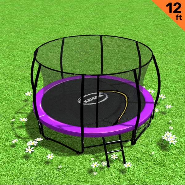 12Ft Trampoline Free Ladder Spring Mat Net Safety Pad Cover Round Enclosure Purple Trampolines