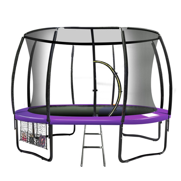 12Ft Trampoline Free Ladder Spring Mat Net Safety Pad Cover Round Enclosure Purple Trampolines