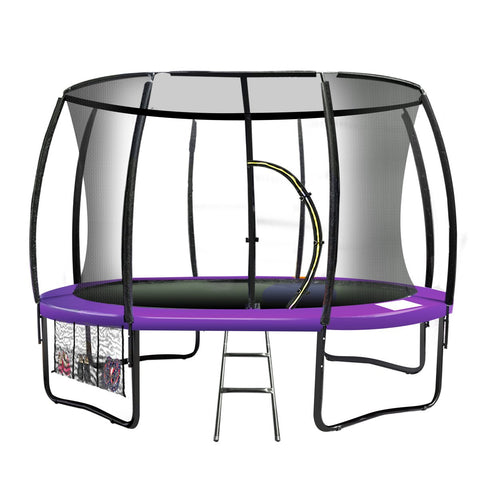 12Ft Trampoline Free Ladder Spring Mat Net Safety Pad Cover Round Enclosure Purple Trampolines