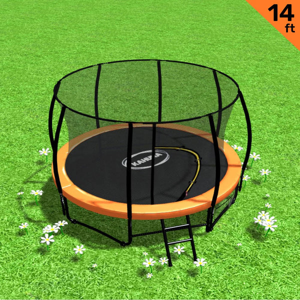 14Ft Trampoline Free Ladder Spring Mat Net Safety Pad Cover Round Enclosure Orange Trampolines