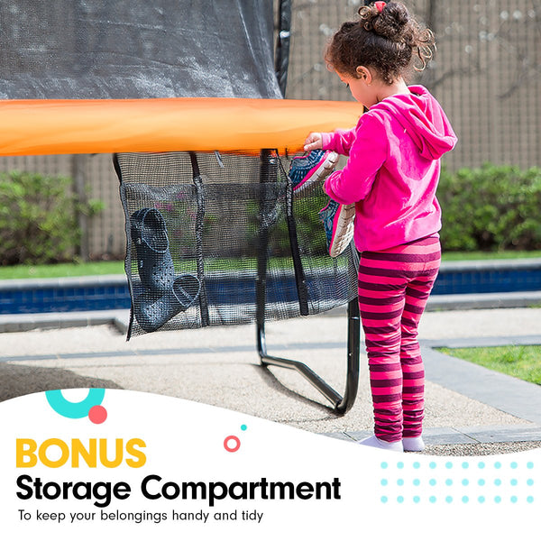 14Ft Trampoline Free Ladder Spring Mat Net Safety Pad Cover Round Enclosure Orange Trampolines