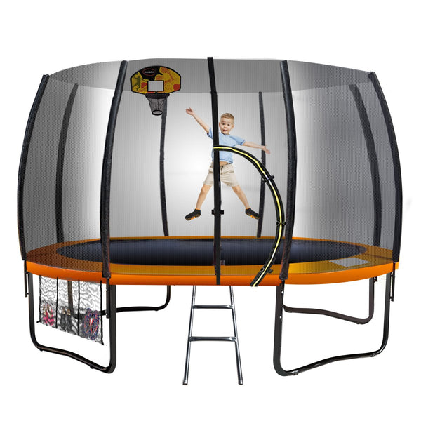 Kahuna Twister 12Ft Springless Trampoline With Safety Net Ladder Basketball Set Outdoor Trampolines