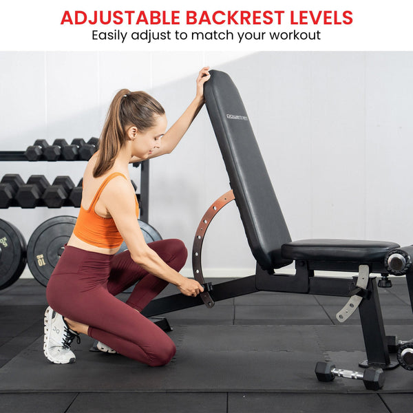 Powertrain Multi Workout Bench With Adjustable Backrest For Home Fitness Work Benches