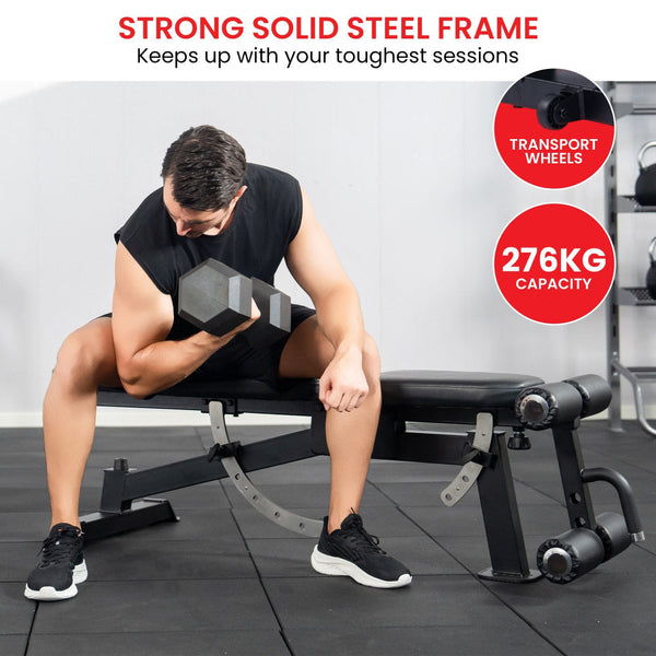 Powertrain Multi Workout Bench With Adjustable Backrest For Home Fitness Work Benches