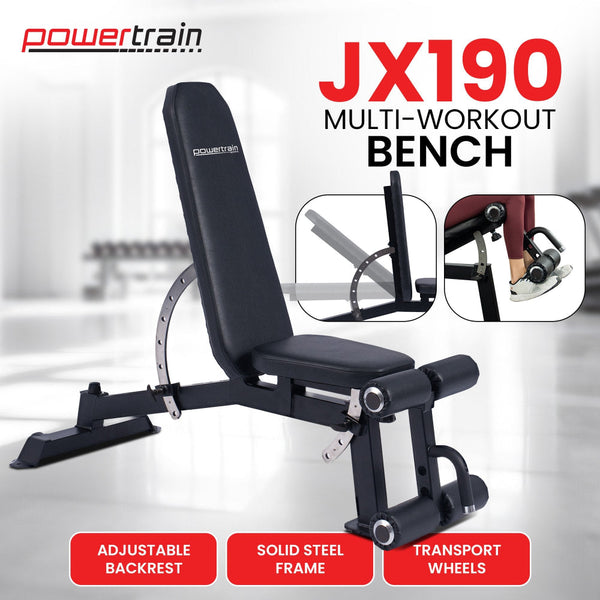 Powertrain Multi Workout Bench With Adjustable Backrest For Home Fitness Work Benches