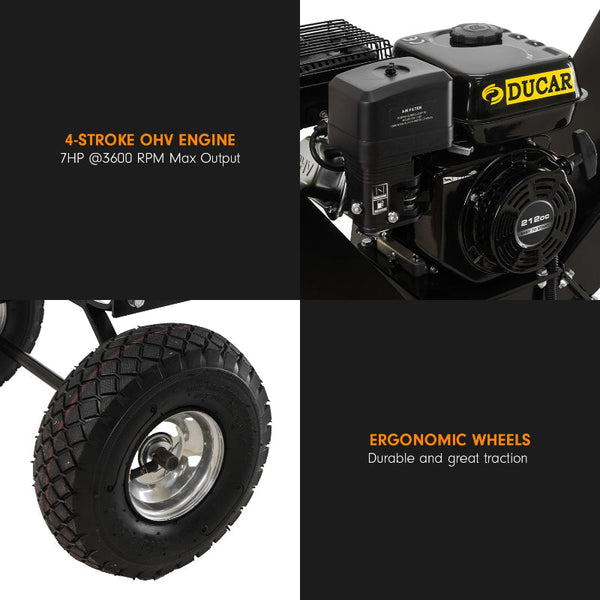 Ducar K70 7Hp Wood Chipper Shredder Mulcher Grinder Petrol In Black Chippers Shredders Mulchers
