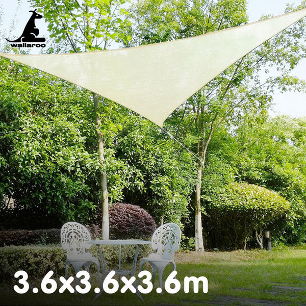 Wallaroo Waterproof 160Gsm Outdoor Sun Shade Sail Canopy 3.6M Triangle Shade Sails