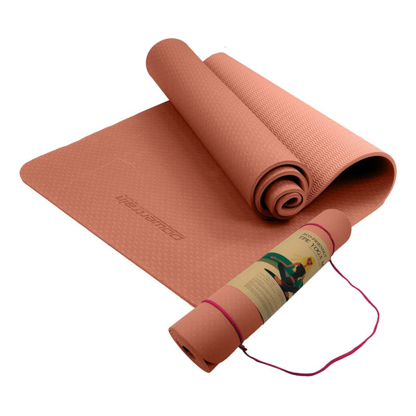 Powertrain Dual Layer Eco Friendly Yoga Mat Non Slip With Carry Strap Peach Mats & Non Slip Towels