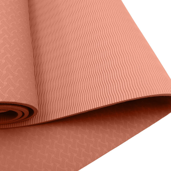 Powertrain Dual Layer Eco Friendly Yoga Mat Non Slip With Carry Strap Peach Mats & Non Slip Towels