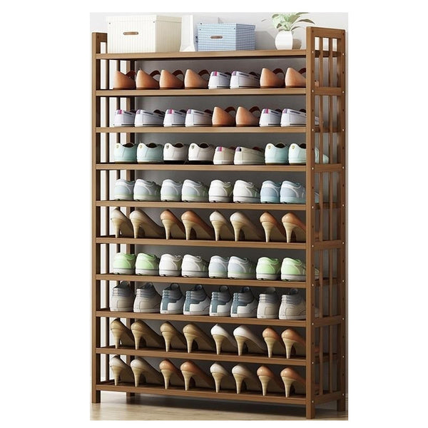 10 Tier Tower Bamboo Wooden Shoe Rack Corner Shelf Stand Storage Organiser 90Cm X 26Cm 151Cm Brown Shoe Racks