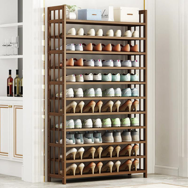 10 Tier Tower Bamboo Wooden Shoe Rack Corner Shelf Stand Storage Organiser 90Cm X 26Cm 151Cm Brown Shoe Racks