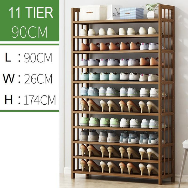 11 Tier Tower Bamboo Wooden Shoe Rack Corner Shelf Stand Storage Organizer Shoe Racks