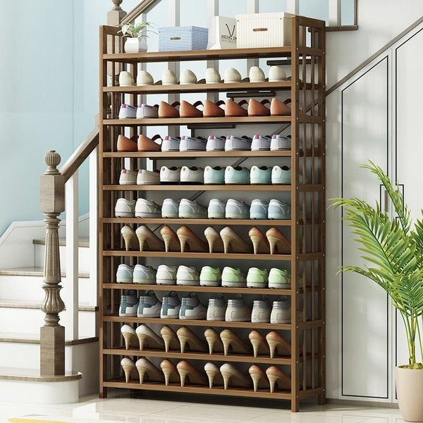 11 Tier Tower Bamboo Wooden Shoe Rack Corner Shelf Stand Storage Organizer Shoe Racks
