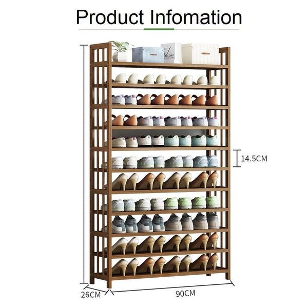 11 Tier Tower Bamboo Wooden Shoe Rack Corner Shelf Stand Storage Organizer Shoe Racks