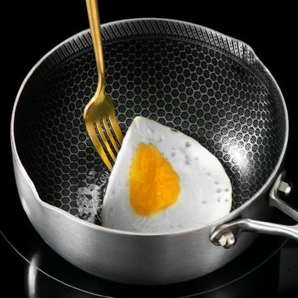 24Cm 316L Stainless Steel Saucepan Compound Honeycomb Nonstick Pan With Glass Lid 3.2L Pot Stay Cool Handle Multipurpose Milk Induction Capable And Ga