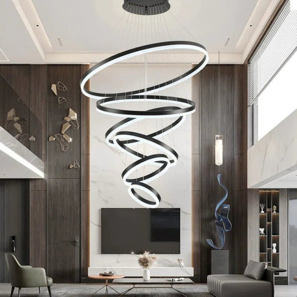 Bamdecor A18815 Nordic Home Decor Dining Room Pendant Lamp Lights Ceiling Hanging Chandelier Lamps 6 Rings Black Chandeliers & Ceiling Fixtures