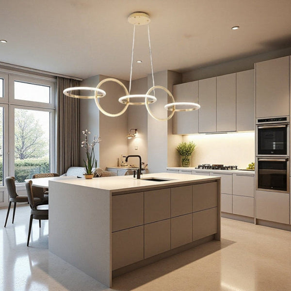 Bamdecor A180 Nordic Golden Circles Kitchen Dining Table Pendant Light Minimalist Modern Lighting (5 Circles) Chandeliers & Ceiling Fixtures