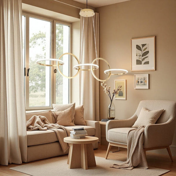 Bamdecor A180 Nordic Golden Circles Kitchen Dining Table Pendant Light Minimalist Modern Lighting (5 Circles) Chandeliers & Ceiling Fixtures
