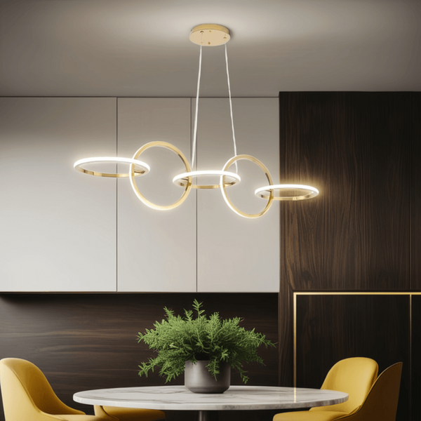 Bamdecor A180 Nordic Golden Circles Kitchen Dining Table Pendant Light Minimalist Modern Lighting (5 Circles) Chandeliers & Ceiling Fixtures