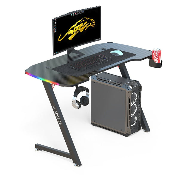 120Cm New Arrive Computer Table Z Shaped Gaming Desk With Rgb Led Lights Tables Home Office Desks